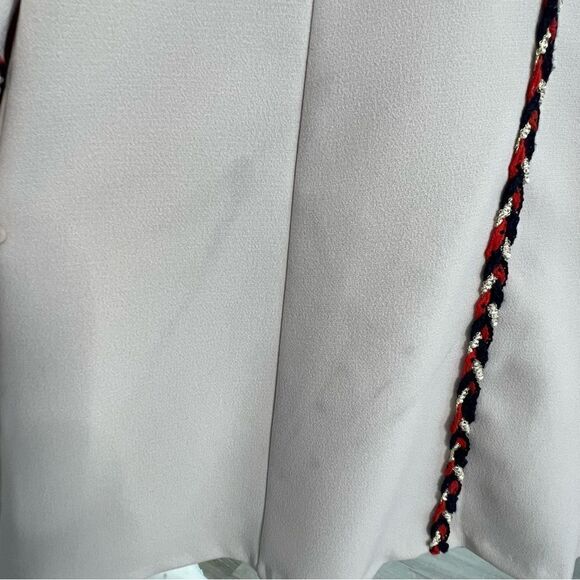 Korean A-Line Mini Length Dress Color Beige Threads Color Red Blue, Size S. - Picture 10 of 10